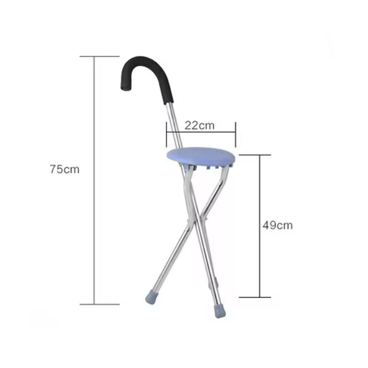 Old Man Crutch Chair Three Legs Fold Multifunction Seat