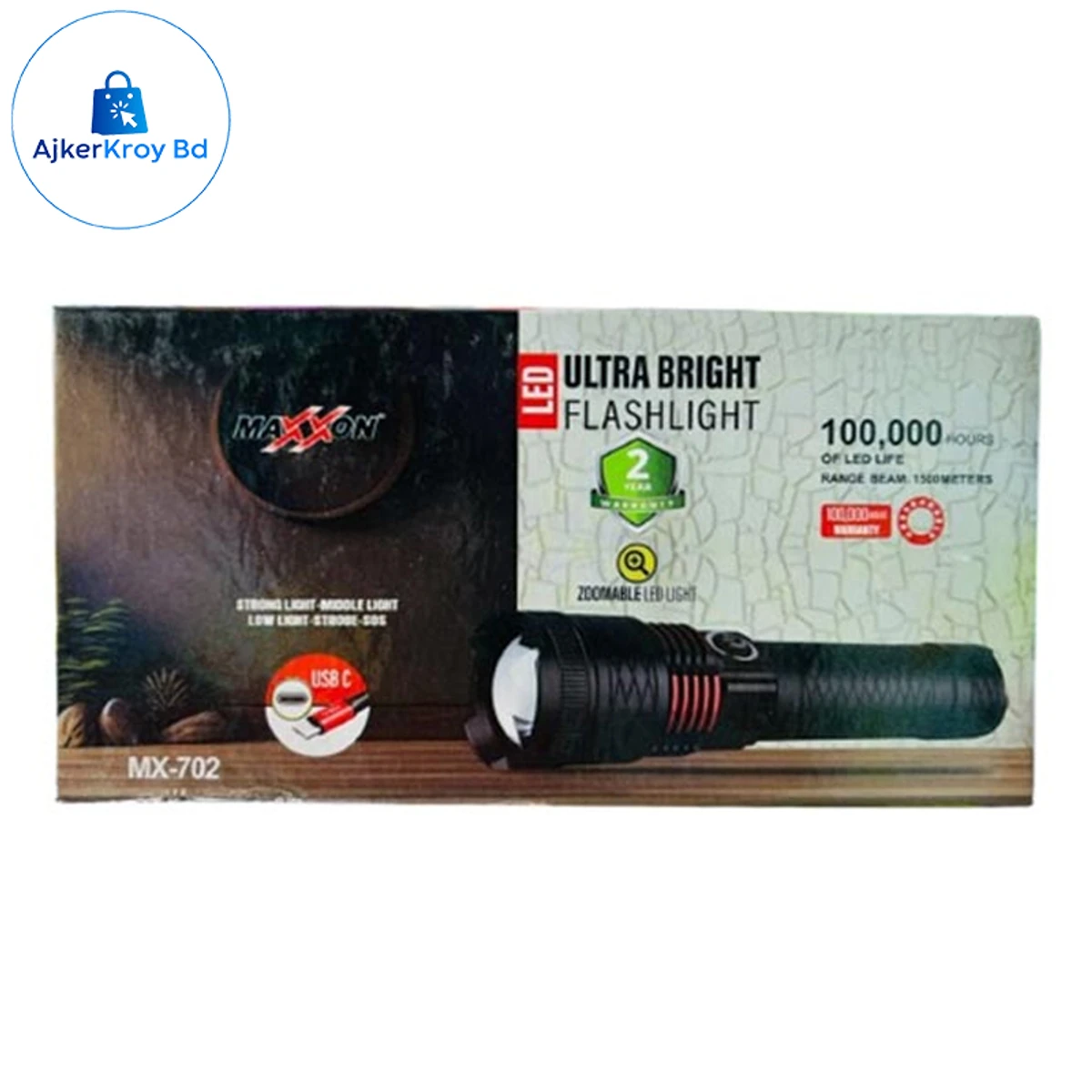 রিচার্জেবল টর্চ লাইট Model MX 704