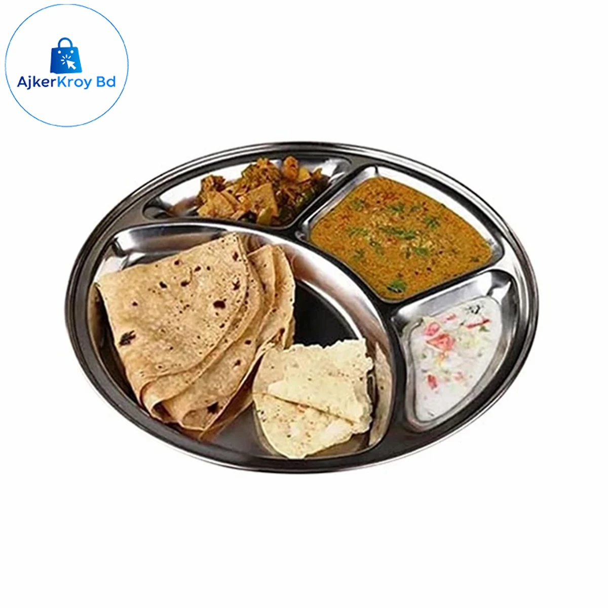 Stainless Steel 4 Chamber Lunch & Dinner Plate ( 4 Pcs )